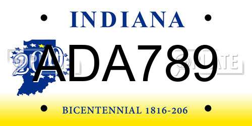 ADA789 Indiana License Plate