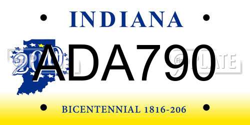 ADA790 Indiana License Plate