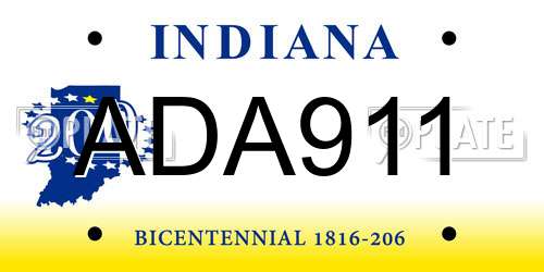 ADA911 Indiana License Plate