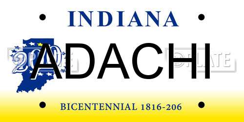 ADACHI Indiana License Plate