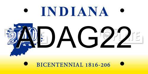 ADAG22 Indiana License Plate