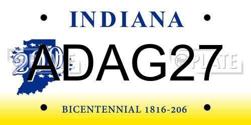 ADAG27 Indiana License Plate