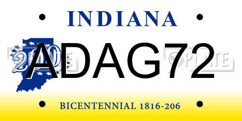 ADAG72 Indiana License Plate