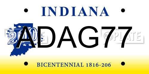 ADAG77 Indiana License Plate