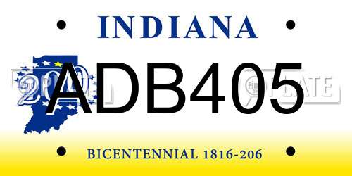 ADB405 Indiana License Plate