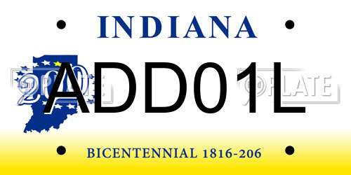 ADD01L Indiana License Plate