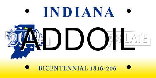 ADDOIL Indiana License Plate
