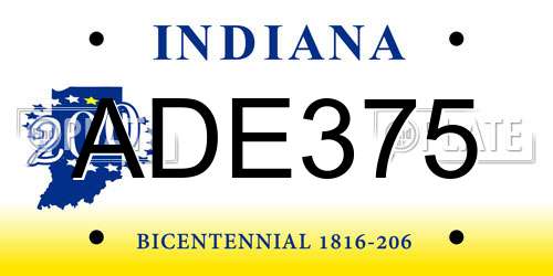 ADE375 Indiana License Plate