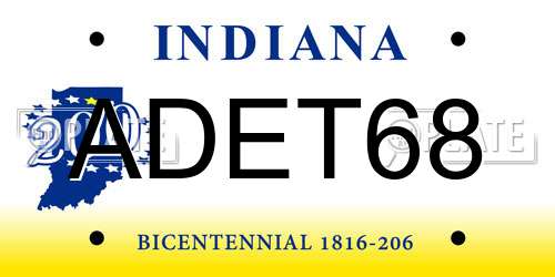 ADET68 Indiana License Plate