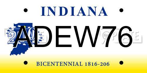 ADEW76 Indiana License Plate