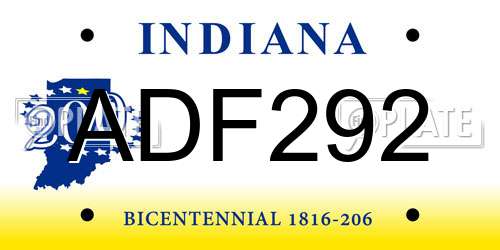 ADF292 Indiana License Plate