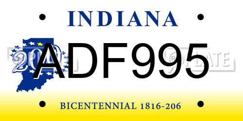 ADF995 Indiana License Plate
