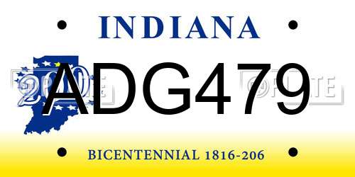 ADG479 Indiana License Plate