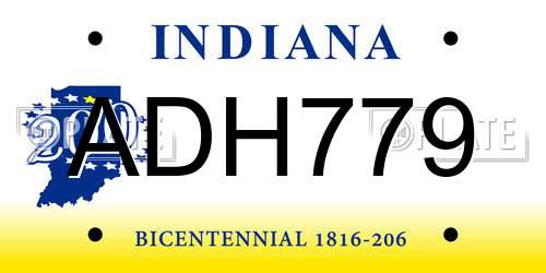 ADH779 Indiana License Plate