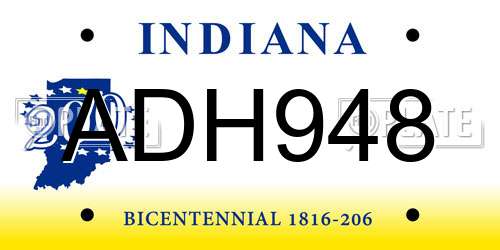 ADH948 Indiana License Plate