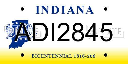 ADI2845 Indiana License Plate