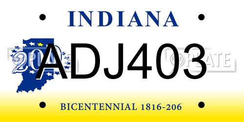 ADJ403 Indiana License Plate