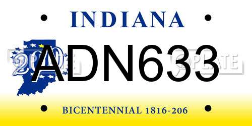 ADN633 Indiana License Plate