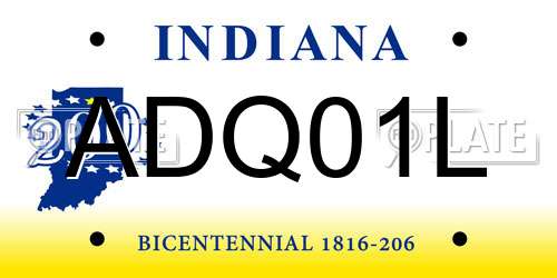 ADQ01L Indiana License Plate