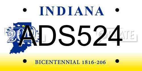 ADS524 Indiana License Plate