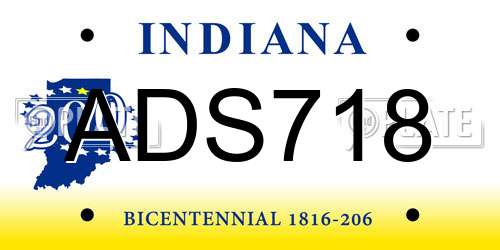 ADS718 Indiana License Plate