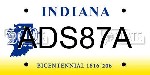 ADS87A Indiana License Plate