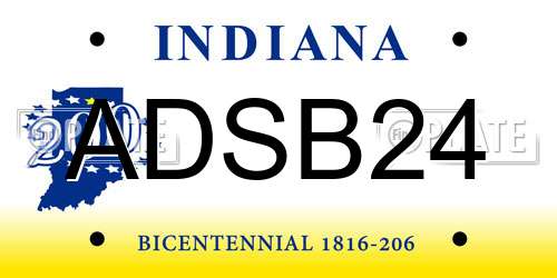 ADSB24 Indiana License Plate