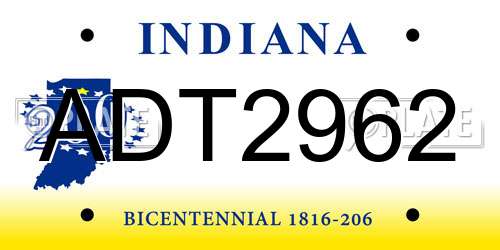 ADT2962 Indiana License Plate