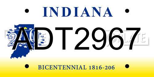 ADT2967 Indiana License Plate