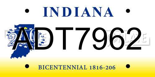 ADT7962 Indiana License Plate