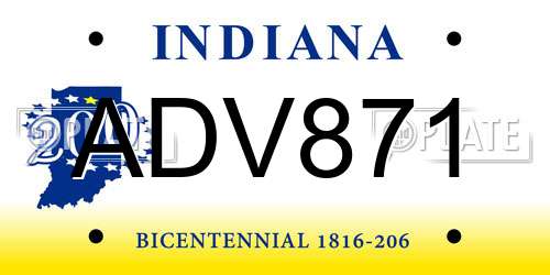 ADV871 Indiana License Plate