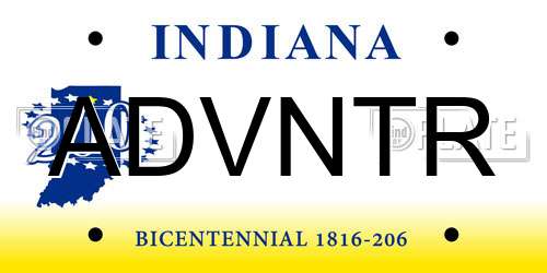 ADVNTR Indiana License Plate