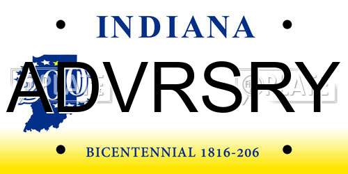 ADVRSRY Indiana License Plate