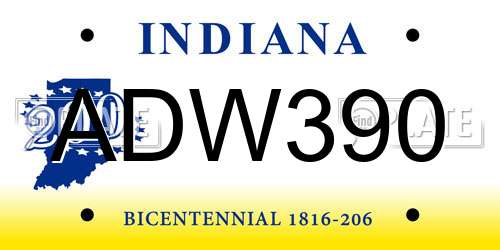 ADW390 Indiana License Plate