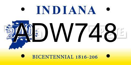 ADW748 Indiana License Plate