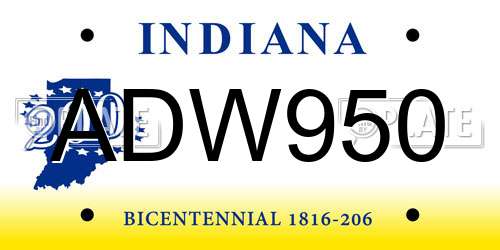 ADW950 Indiana License Plate