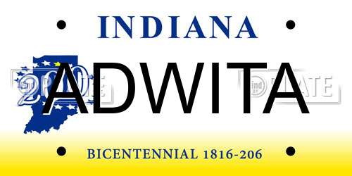 ADWITA Indiana License Plate