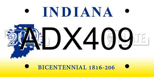 ADX409 Indiana License Plate