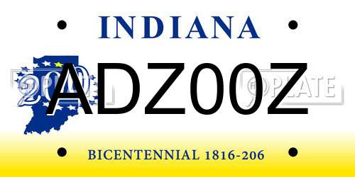 ADZ00Z Indiana License Plate
