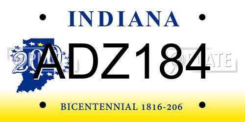 ADZ184 Indiana License Plate