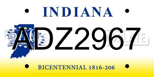 ADZ2967 Indiana License Plate