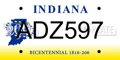 ADZ597 Indiana License Plate