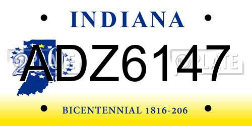 ADZ6147 Indiana License Plate