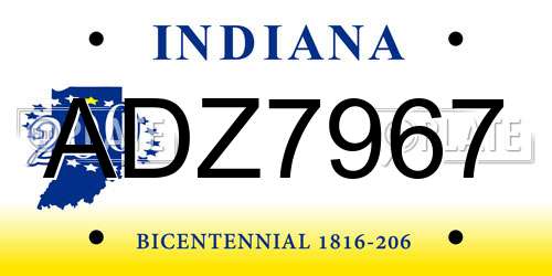 ADZ7967 Indiana License Plate