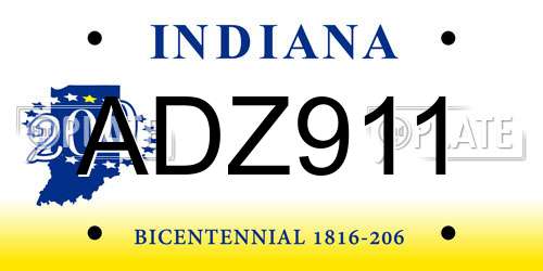 ADZ911 Indiana License Plate