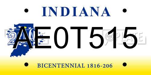 AE0T515 Indiana License Plate