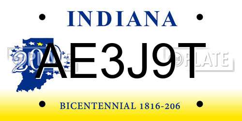 AE3J9T Indiana License Plate