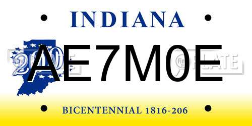 AE7M0E Indiana License Plate