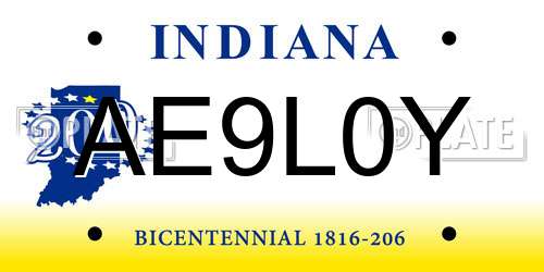 AE9L0Y Indiana License Plate
