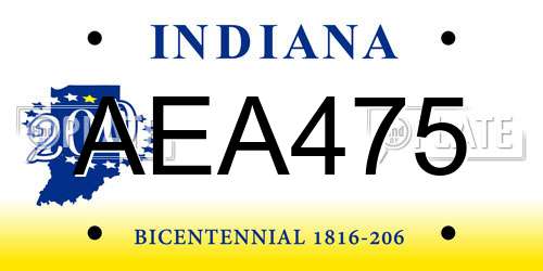 AEA475 Indiana License Plate